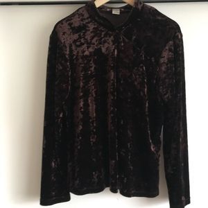 Notations Long Sleeve Brown Crushed Velvet Top